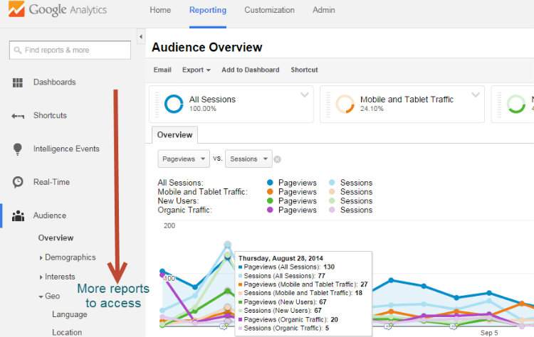 reporting in google analytics