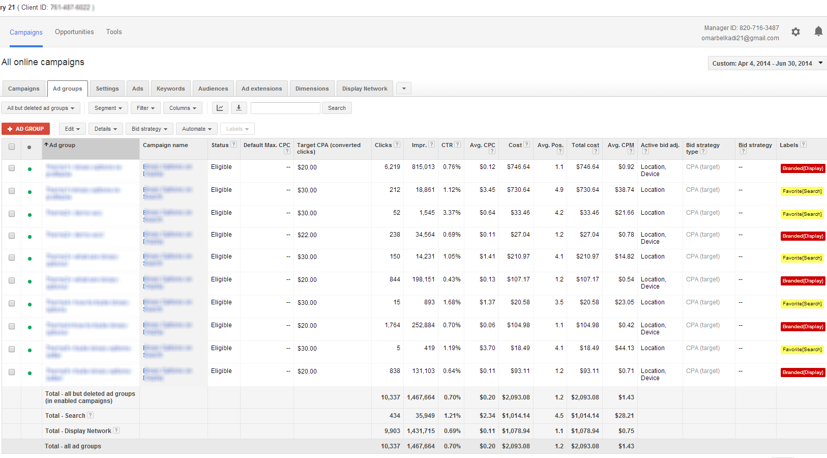 adding multiple adgroups in adwords editor